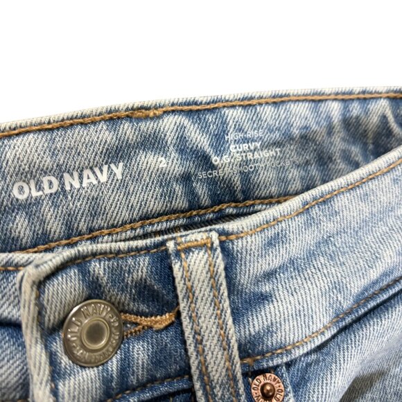 NWT Old Navy Size 2 High Rise Curvy OG Straight Distressed RawHem Knee Holes - Picture 5 of 7